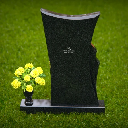 1322 - Contemporary Granite Memorial Headstone with Unique Curved Design