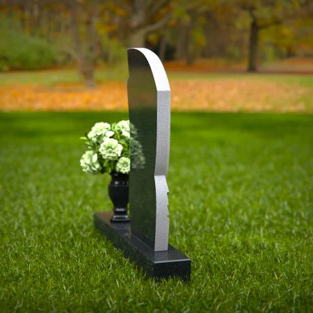 1364 - Elegant Curved Granite Headstone with Modern Carved Accents - 48