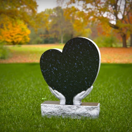 1448 - Heart-Shaped Memorial Headstone with Embracing Hands