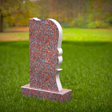 1476 - Modern Granite Headstone with Elegant Wave Design - 6