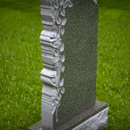 1529 - Elegant Rose and Cross Memorial Headstone - 6