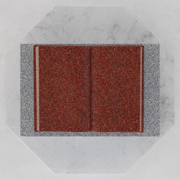 Luxury Companion Book Flat Granite Grave Marker with Sculpted Pages