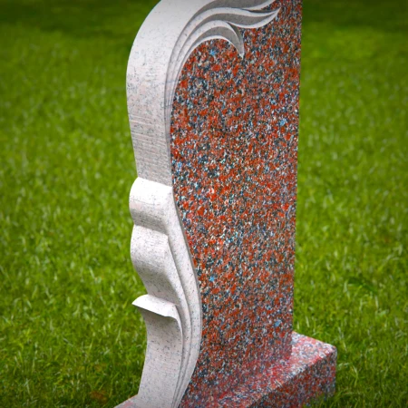 1476 - Modern Granite Headstone with Elegant Wave Design - 3