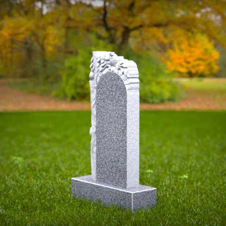 1517 - Granite Headstone with Tree and Leaf Carving - 4