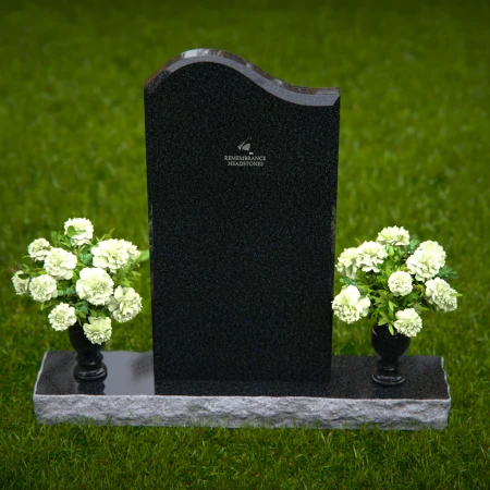 1331 - Elegant Upright Headstone with Floral Arrangement