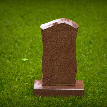 1481 - Classic Curved Brown Granite Headstone with Elegant Base - 5