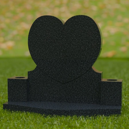 1716 - Heart-Shaped Memorial Headstone with Integrated Flower Holders