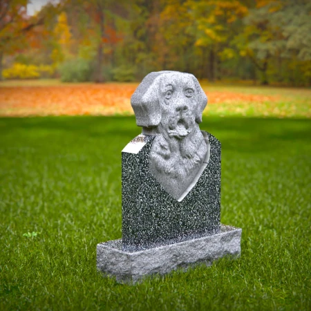 1468 - Custom Granite Dog Memorial Headstone with Engraved 3D Portrait - 1