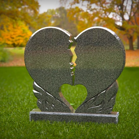 1479 - Broken Heart Companion Headstone in Polished Granite