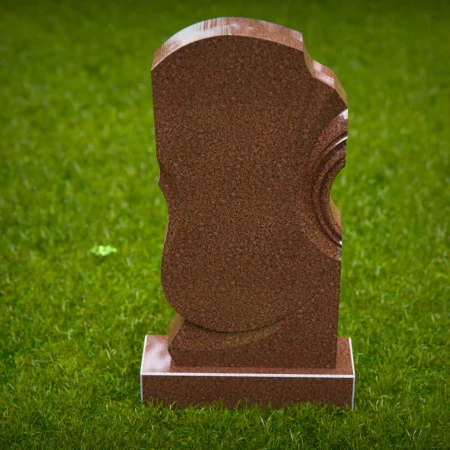 1489 - Modern Red Granite Memorial Headstone with Unique Carved Design - 6