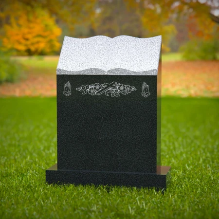 1600 - Book-Shaped Memorial Headstone with Religious Engravings