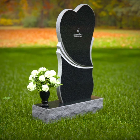 1361 - Modern Heart-Shaped Granite Headstone with Elegant Layered Design - 49