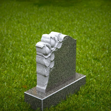 1399 - Floral Carved Memorial Headstone - 4