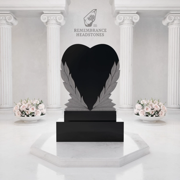 Luxury Upright Heart Headstone with Laurel Wreath