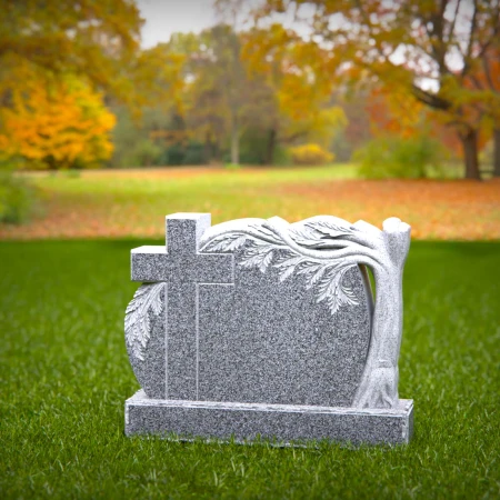 1515 - Granite Headstone with Tree of Life and Cross Design