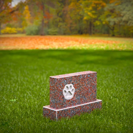 1467 - Custom Red Granite Pet Memorial Headstone with Engraved Paw Print - 5