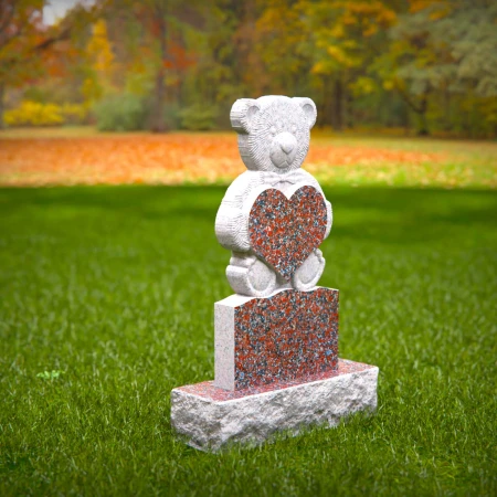 1484 - Adorable Teddy Bear Headstone with Heart Design - 6