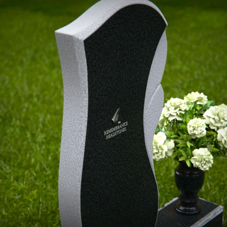 1336 - Modern Wave Design Headstone with Elegant Detailing - 45