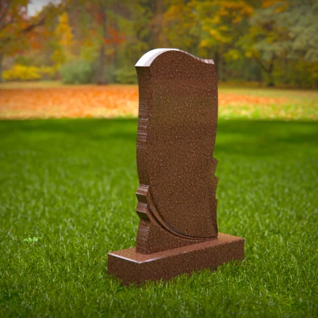 1486 - Modern Brown Granite Memorial Headstone with Elegant Curved Design - 3