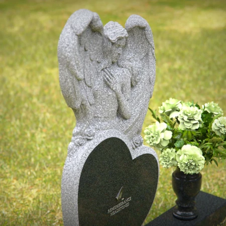 1236 - Heart-Shaped Angel Memorial Headstone - 3