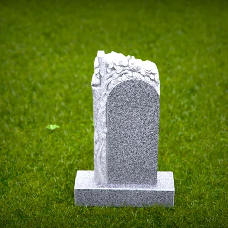 1517 - Granite Headstone with Tree and Leaf Carving - 1