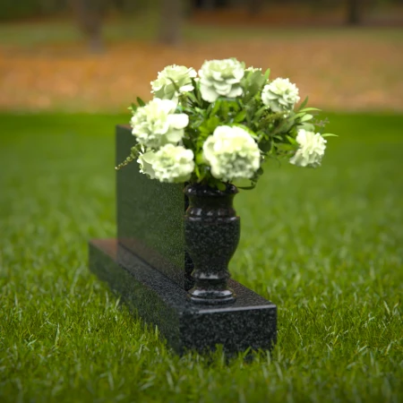 1274 - Elegant Granite Headstone with Flower Vase - Custom Memorial Design - 21