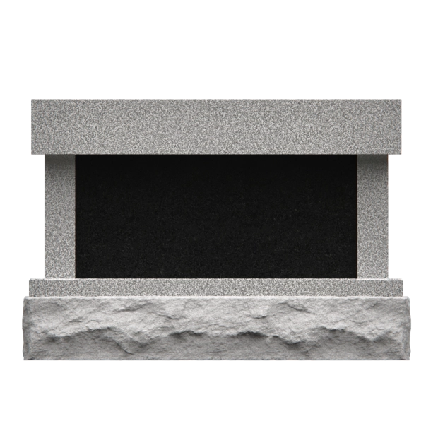 1706041 - Polished Granite Cremation Memorial With Flat Roof Design                                   