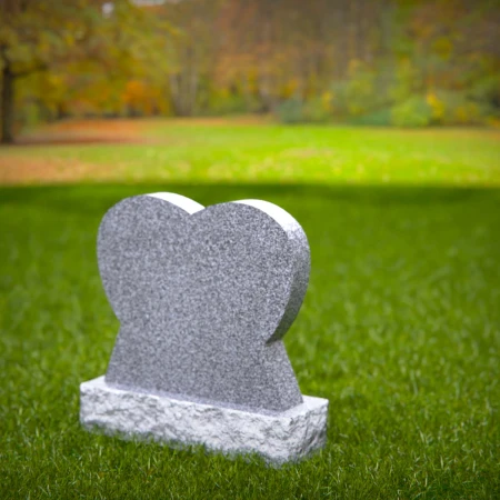 1463 - Heart-Shaped Gray Granite Cat Memorial Headstone - 5