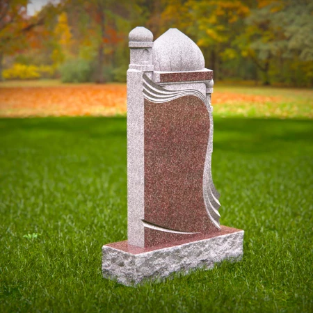 1502 - Granite Memorial Headstone with Architectural Dome Design - 6