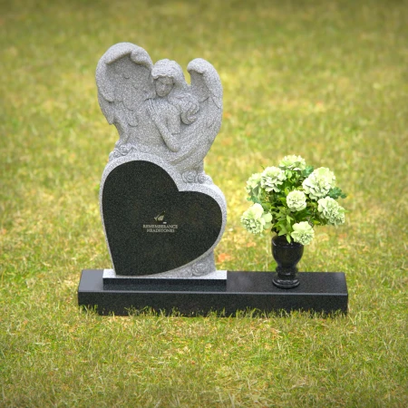 1236 - Heart-Shaped Angel Memorial Headstone - 14