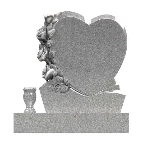 1201071 - Heart-Shaped Upright Granite Headstone With Symbolic Design