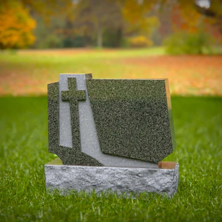 1745 - Modern Geometric Memorial Headstone with Cross – A Unique Tribute - 3