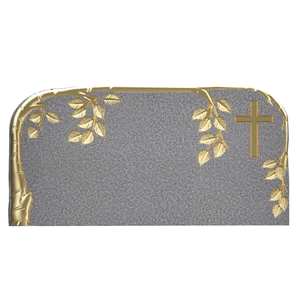 1301050 - Eleganter Granit-Schrägkopfstein mit goldenem Kreuz- und Rankendesign