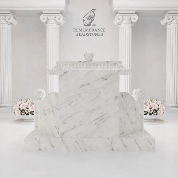 Luxury Asian Pavilion Granite Memorial with Guardian Pillars