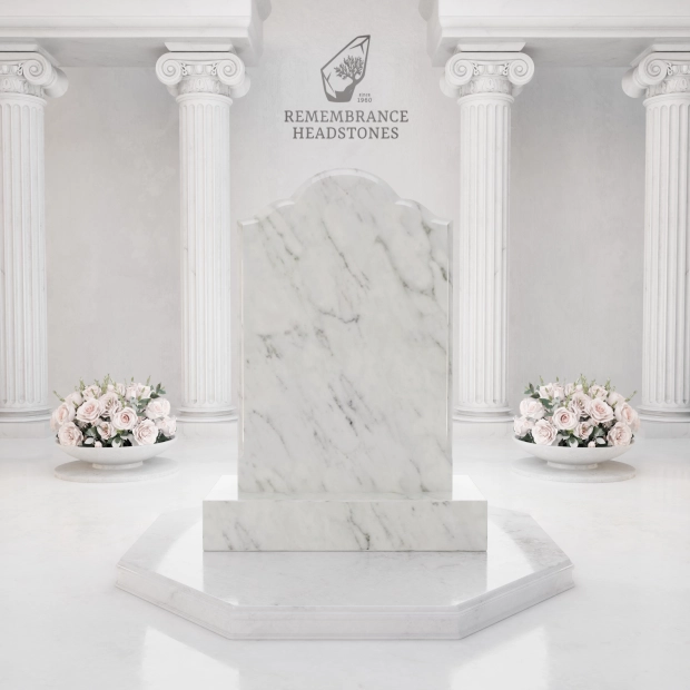 Luxury Floral Portrait Granite Headstone with Ceramic Photo