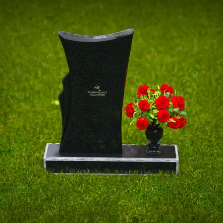 1308 - Contemporary Granite Headstone with Unique Shape and Flower Vase