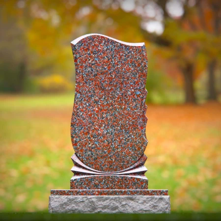 1483 - Unique Granite Memorial Headstone with Artistic Curved Design - 1