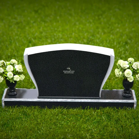 1325 - Elegant Double Vase Headstone with Contoured Design