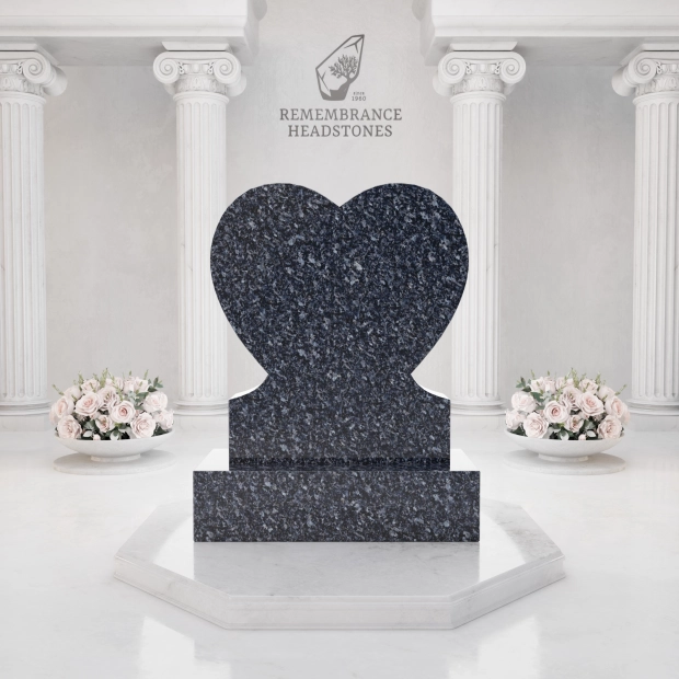 Luxury Heart Shape Granite Headstone with Floral Carving