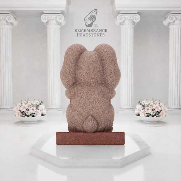 Luxury Bunny Child Granite Memorial with Heart Plaque