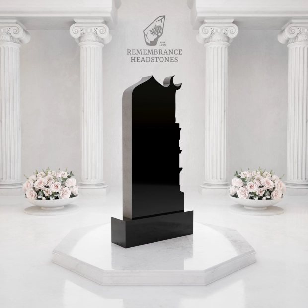 Premium Islamic Upright Granite Headstone with Crescent