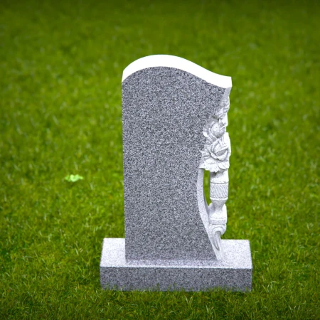 1494 - Granite Headstone with Floral and Vase Carving – Elegant Memorial - 3