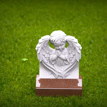 1447 - Angel Memorial Headstone for Children – Praying Cherub Design - 5