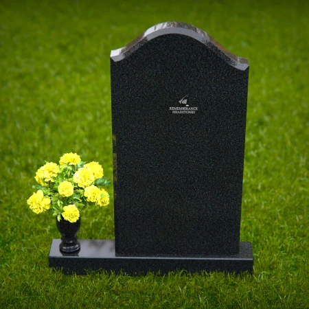 1316 - Elegant Single Granite Headstone with Curved Top and Flower Vase