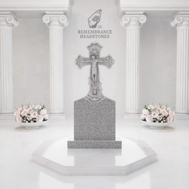 Luxury Hand-Carved Crucifix Granite Headstone