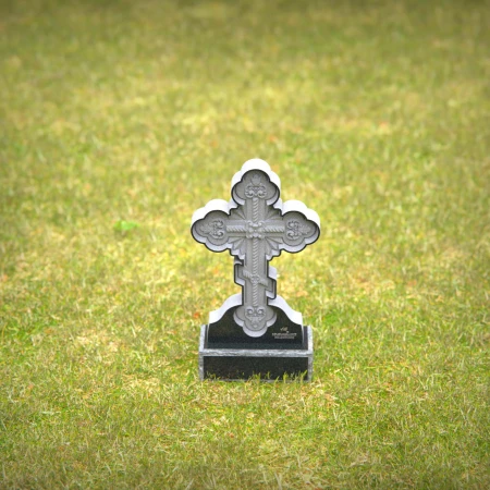 1239 - Ornate Cross Design Granite Headstone for Memorials