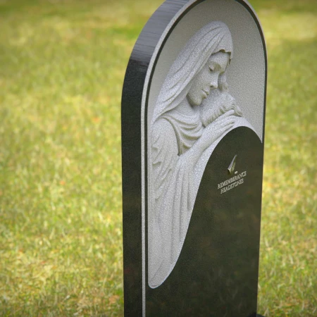 1235 - Elegant Granite Headstone with Engraved Religious Figure - 28