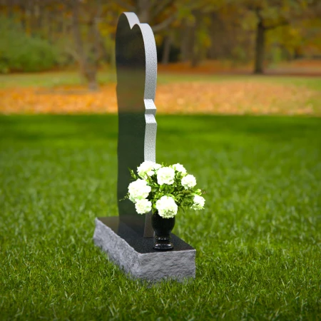 1361 - Modern Heart-Shaped Granite Headstone with Elegant Layered Design - 51