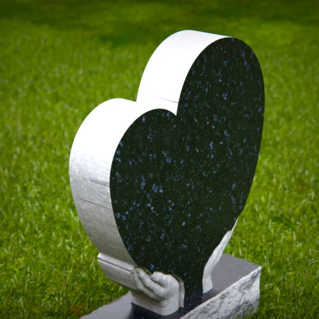 1448 - Heart-Shaped Memorial Headstone with Embracing Hands - 3