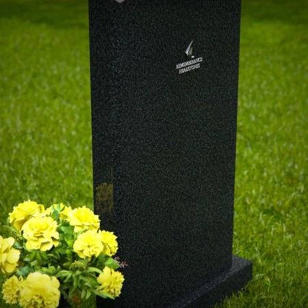 1316 - Elegant Single Granite Headstone with Curved Top and Flower Vase - 52